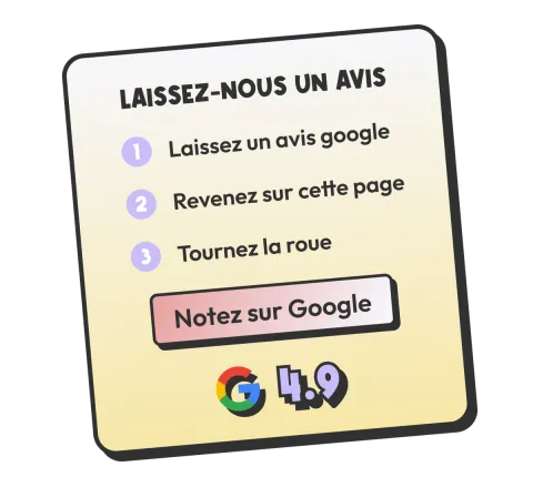 Roue de jeu avec lots à gagner